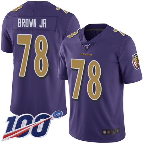 Baltimore Ravens Limited Purple Men Orlando Brown Jr. Jersey NFL Football #78 100th Season Rush Vapor Untouchable